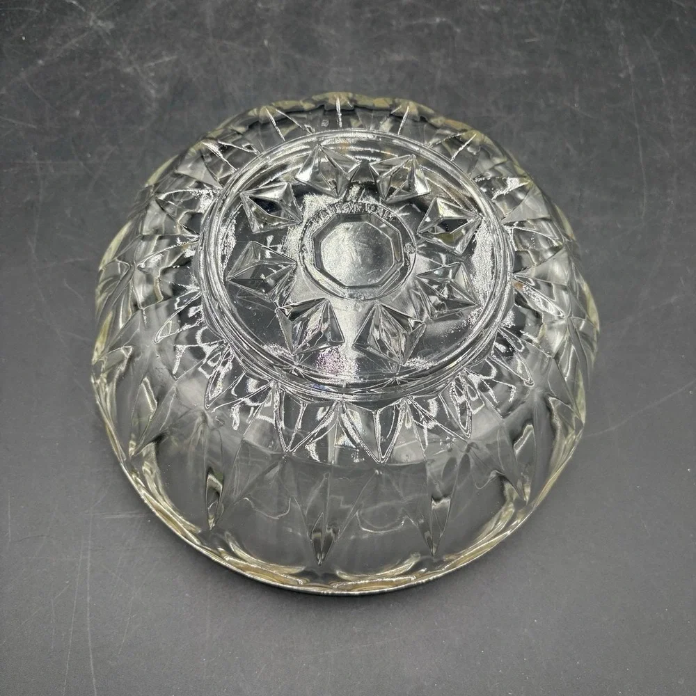 Vintage Heavy Cut Glass Bowl Silver Plate Rim Made In Italy 9